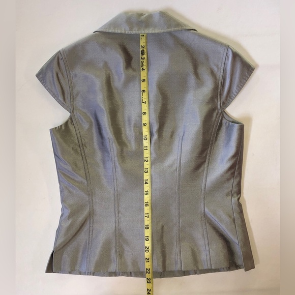 Vintage CARLISLE Silk Pantsuit Top Pants Belt Silver Gray (4) - Picture 7 of 17
